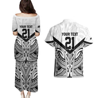 New Zealand Football Custom Couples Matching Puletasi and Hawaiian Shirt All White Fern Go Champions