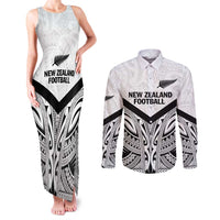 New Zealand Football Custom Couples Matching Tank Maxi Dress and Long Sleeve Button Shirt All White Fern Go Champions LT9 White - Polynesian Pride