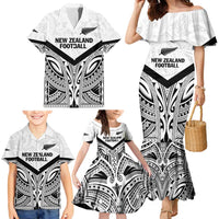 New Zealand Football Custom Family Matching Mermaid Dress and Hawaiian Shirt All White Fern Go Champions LT9 - Polynesian Pride