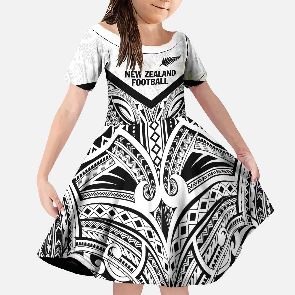 New Zealand Football Custom Family Matching Off Shoulder Maxi Dress and Hawaiian Shirt All White Fern Go Champions