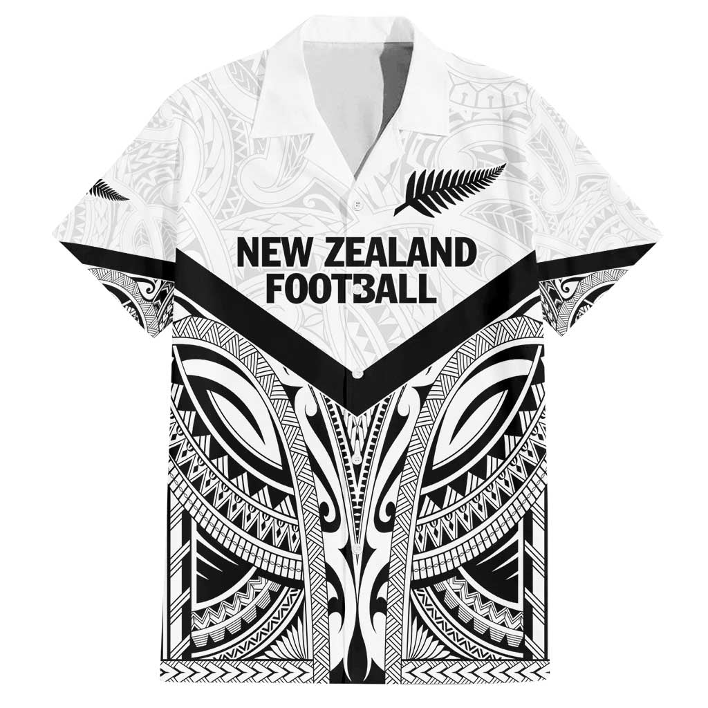 New Zealand Football Custom Family Matching Puletasi and Hawaiian Shirt All White Fern Go Champions LT9 Dad's Shirt - Short Sleeve White - Polynesian Pride