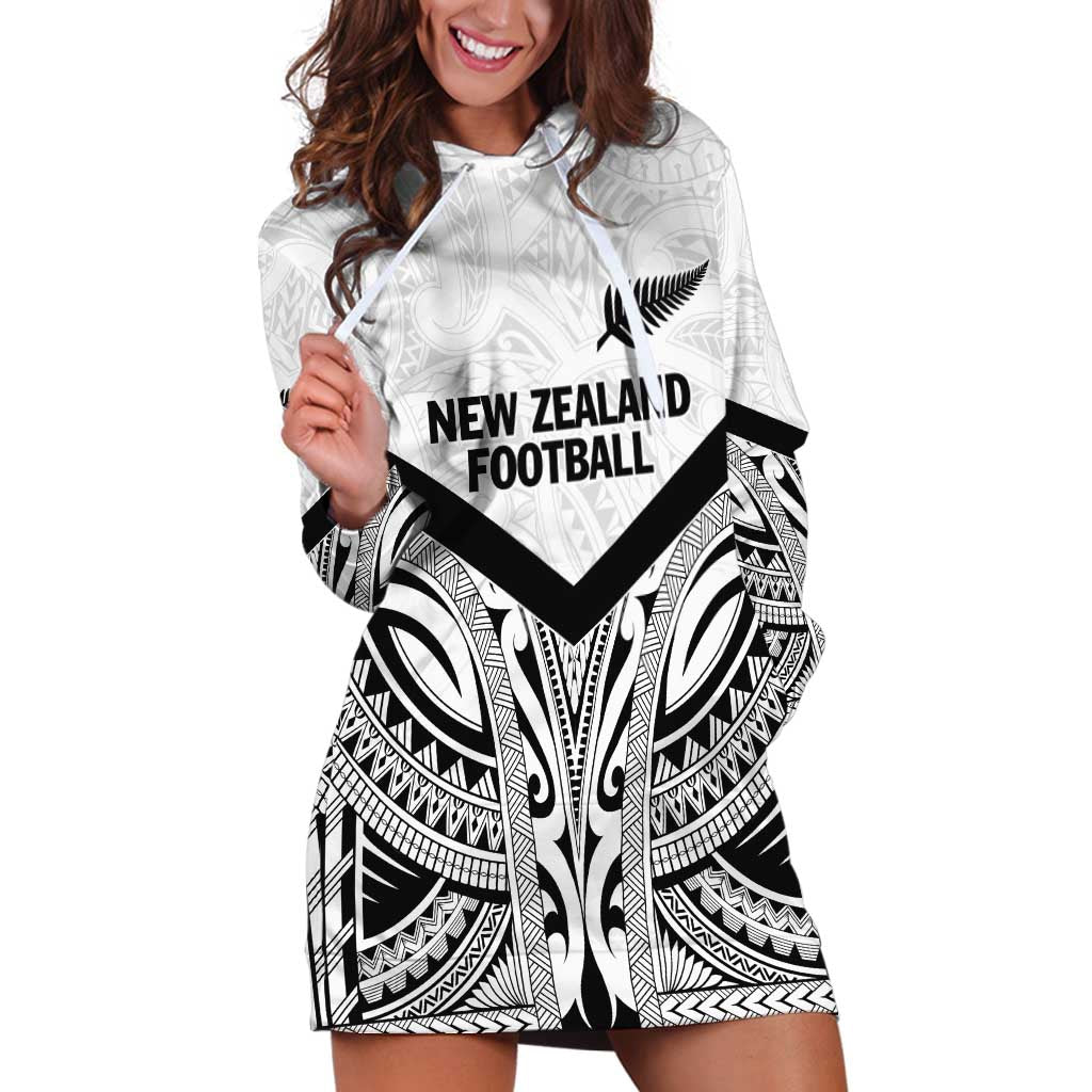 New Zealand Football Custom Hoodie Dress All White Fern Go Champions LT9 White - Polynesian Pride