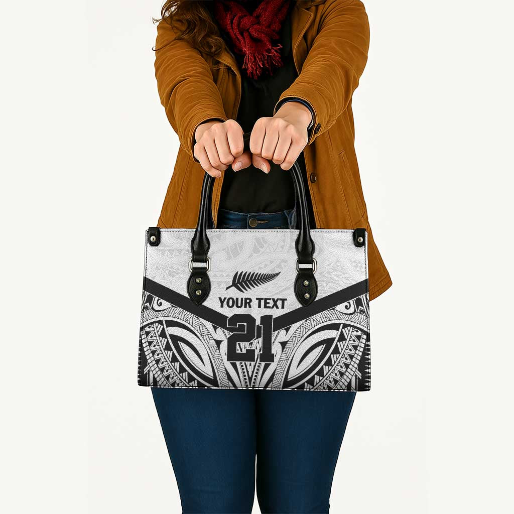 New Zealand Football Custom Leather Bag All White Fern Go Champions - Polynesian Pride