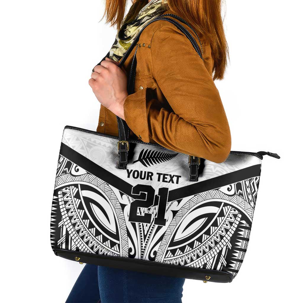 New Zealand Football Custom Leather Tote Bag All White Fern Go Champions