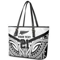 New Zealand Football Custom Leather Tote Bag All White Fern Go Champions