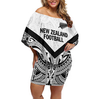 New Zealand Football Custom Off Shoulder Short Dress All White Fern Go Champions