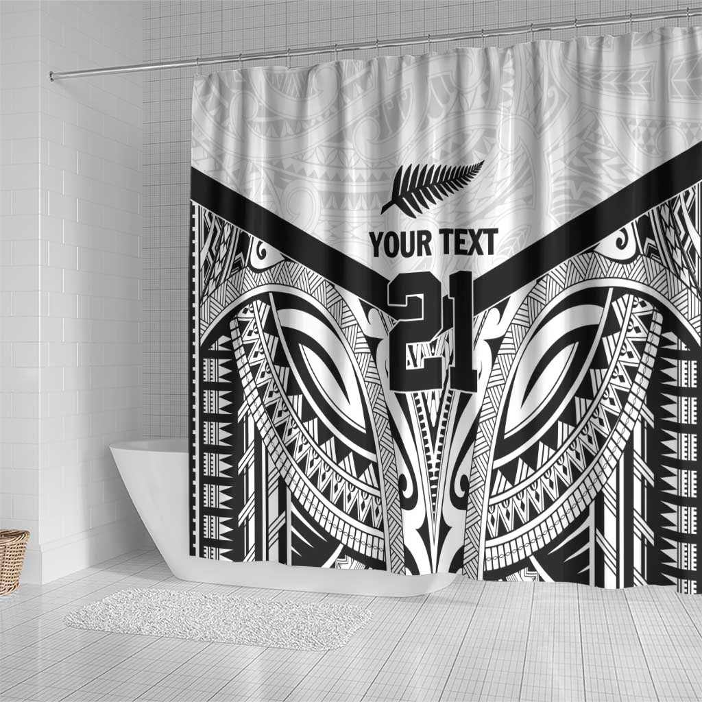 New Zealand Football Custom Shower Curtain All White Fern Go Champions