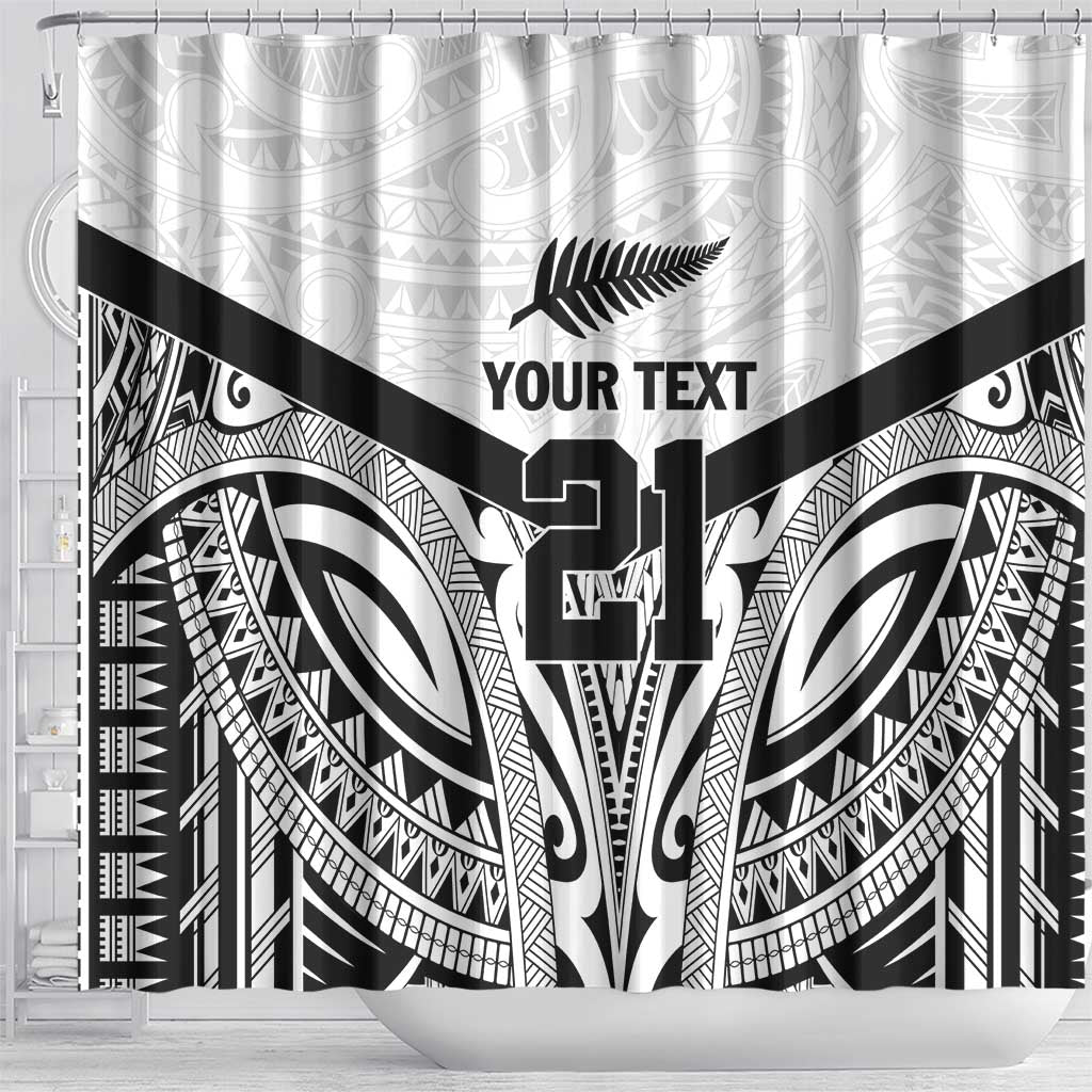 New Zealand Football Custom Shower Curtain All White Fern Go Champions