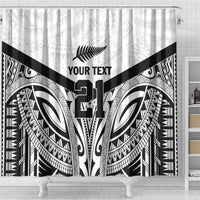 New Zealand Football Custom Shower Curtain All White Fern Go Champions