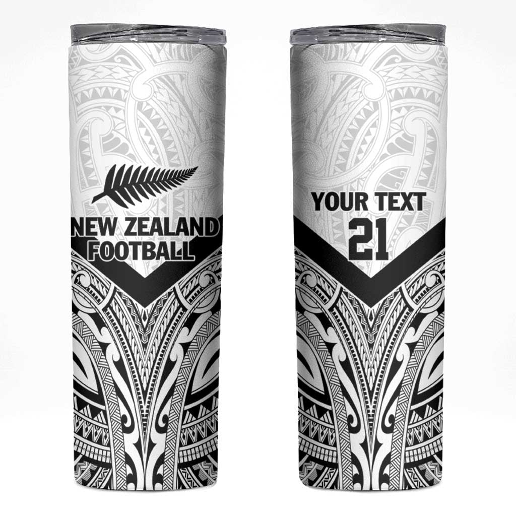 New Zealand Football Custom Skinny Tumbler All White Fern Go Champions LT9 White - Polynesian Pride