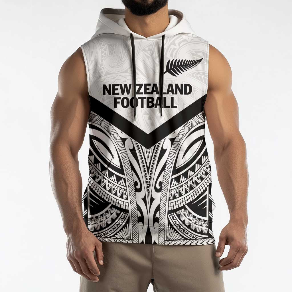 New Zealand Football Custom Sleeveless Hoodie All White Fern Go Champions LT9 - Polynesian Pride