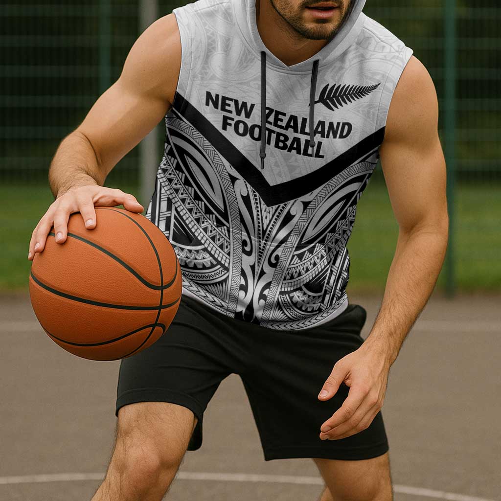 New Zealand Football Custom Sleeveless Hoodie All White Fern Go Champions LT9 - Polynesian Pride