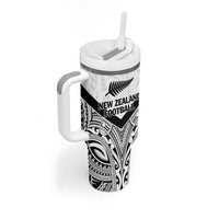 New Zealand Football Custom Tumbler With Handle All White Fern Go Champions