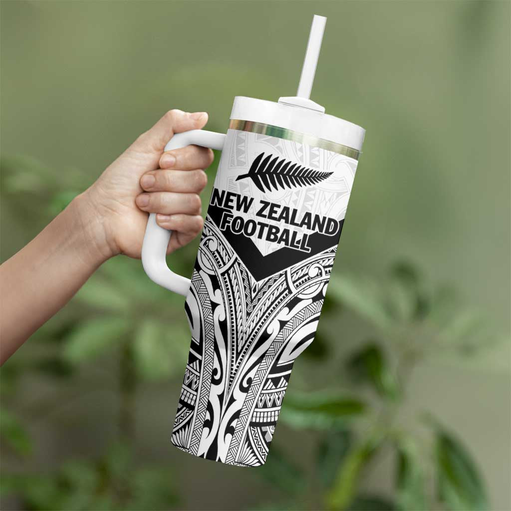 New Zealand Football Custom Tumbler With Handle All White Fern Go Champions