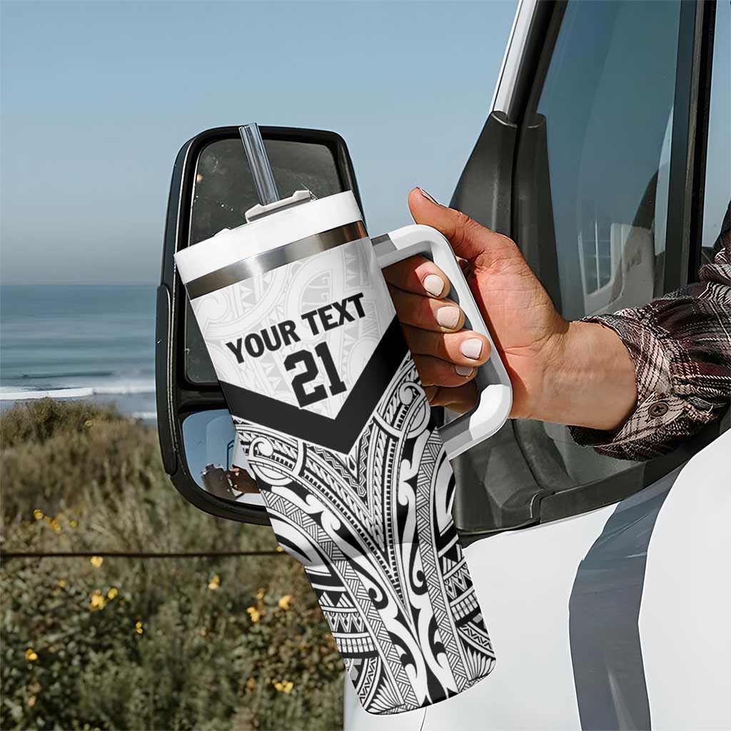 New Zealand Football Custom Tumbler With Handle All White Fern Go Champions