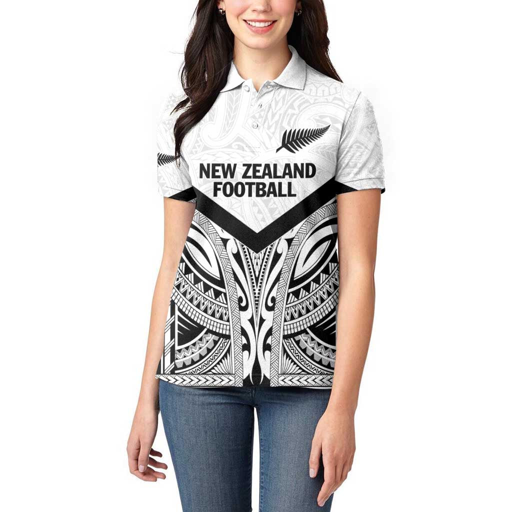 New Zealand Football Custom Women Polo Shirt All White Fern Go Champions LT9 - Polynesian Pride