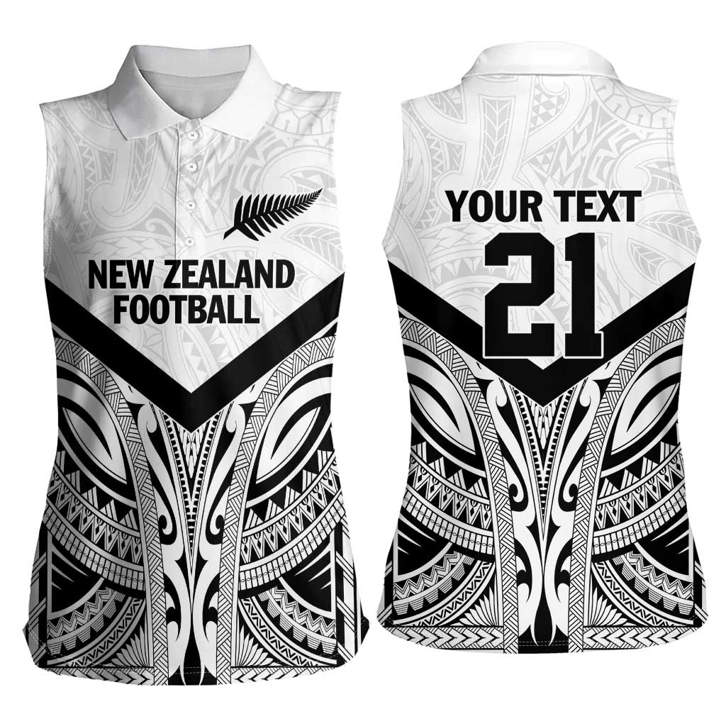 New Zealand Football Custom Women Sleeveless Polo Shirt All White Fern Go Champions