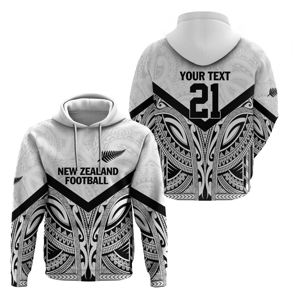 New Zealand Football Custom Zip Hoodie All White Fern Go Champions