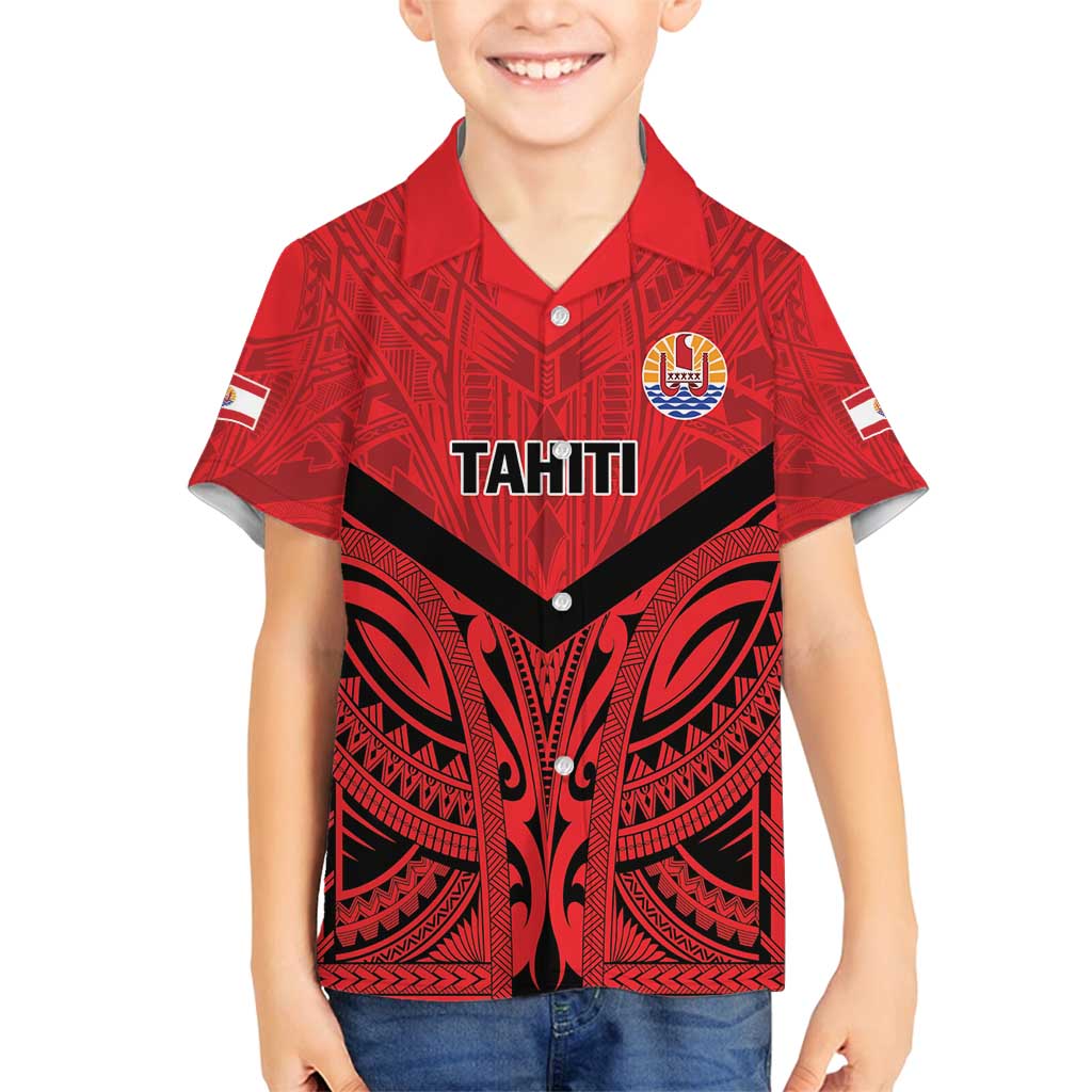 Tahiti Football Custom Family Matching Long Sleeve Bodycon Dress and Hawaiian Shirt Toa Aito Go Champions LT9 Son's Shirt Red - Polynesian Pride