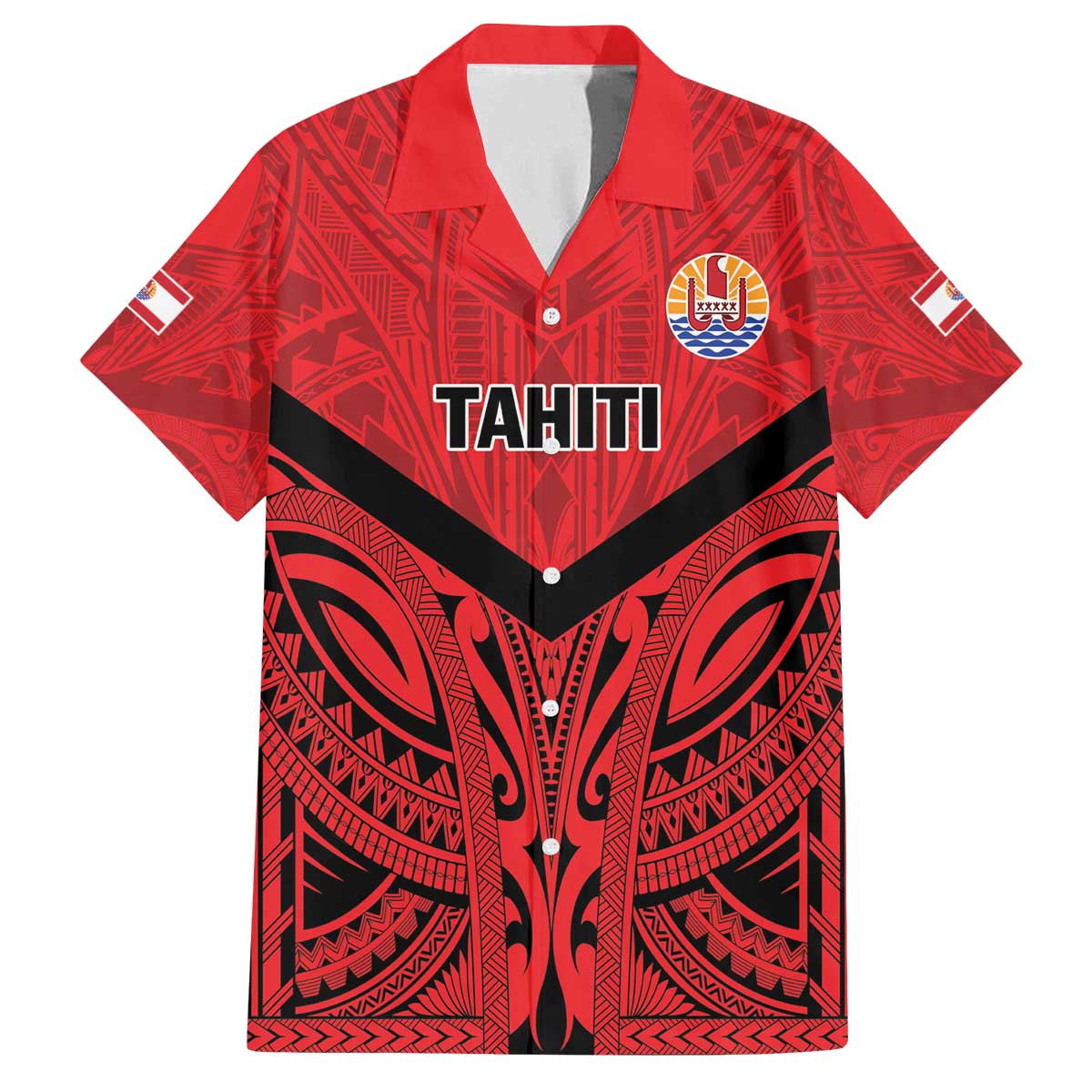 Tahiti Football Custom Family Matching Off The Shoulder Long Sleeve Dress and Hawaiian Shirt Toa Aito Go Champions LT9 Dad's Shirt - Short Sleeve Red - Polynesian Pride