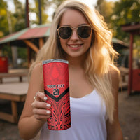 Tahiti Football Custom Skinny Tumbler Toa Aito Go Champions LT9 - Polynesian Pride