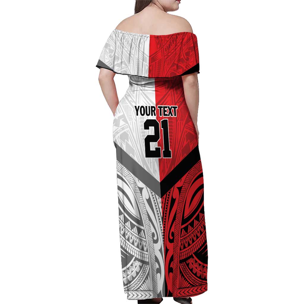 New Caledonia-Tahiti Football Custom Family Matching Off Shoulder Maxi Dress and Hawaiian Shirt Together Go Champions
