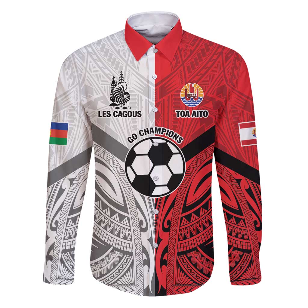 New Caledonia-Tahiti Football Custom Family Matching Puletasi and Hawaiian Shirt Together Go Champions