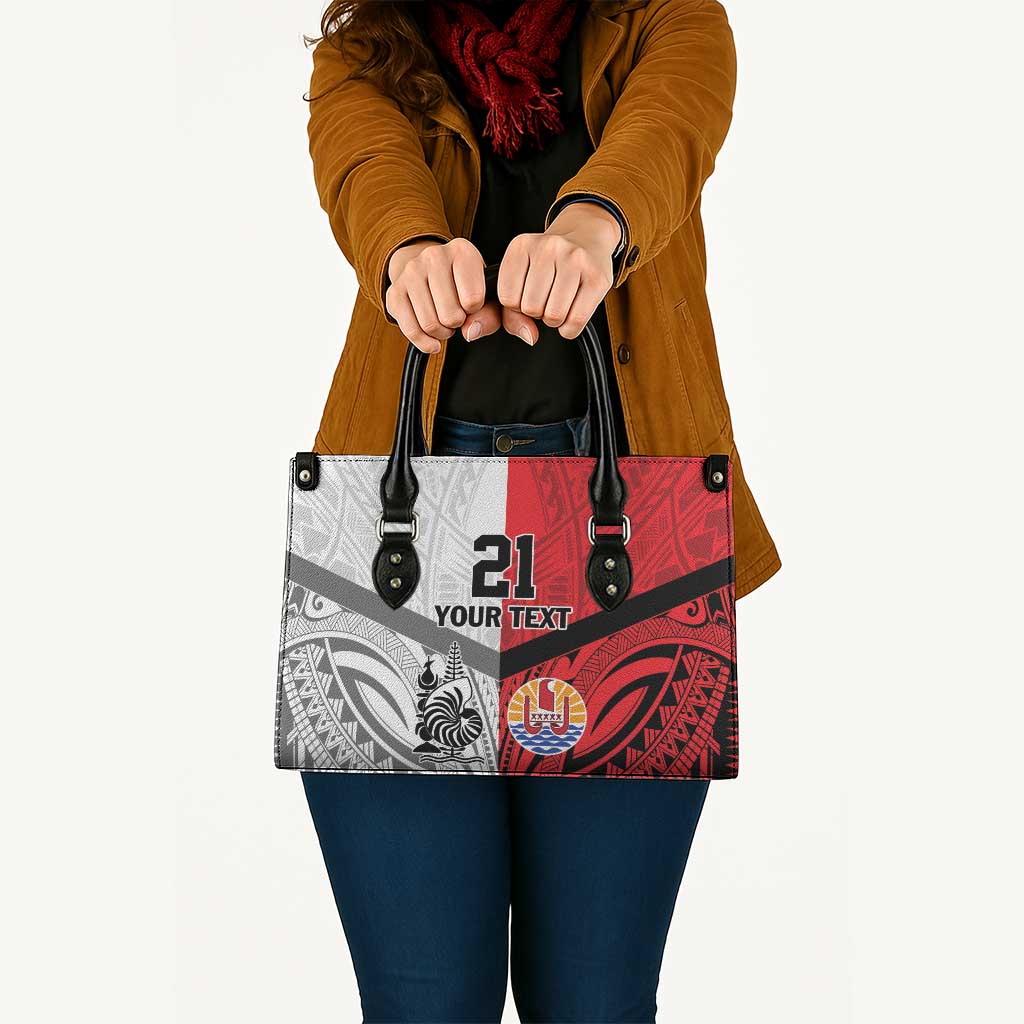 New Caledonia-Tahiti Football Custom Leather Bag Together Go Champions - Polynesian Pride