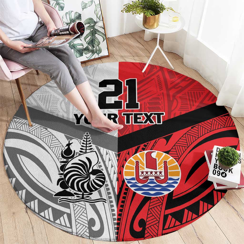 New Caledonia-Tahiti Football Custom Round Carpet Together Go Champions LT9 - Polynesian Pride