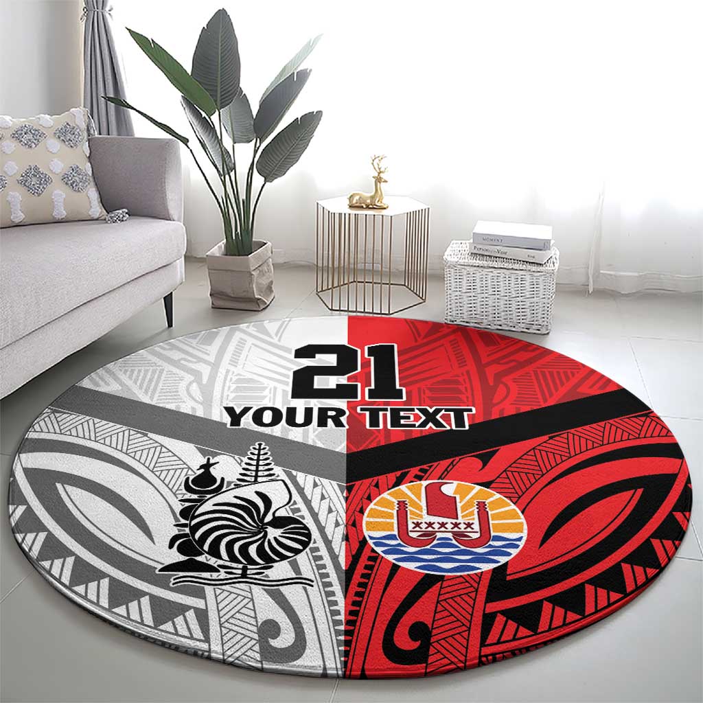 New Caledonia-Tahiti Football Custom Round Carpet Together Go Champions LT9 - Polynesian Pride