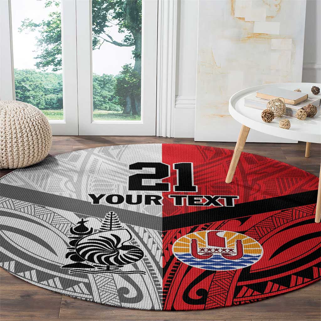 New Caledonia-Tahiti Football Custom Round Carpet Together Go Champions LT9 - Polynesian Pride