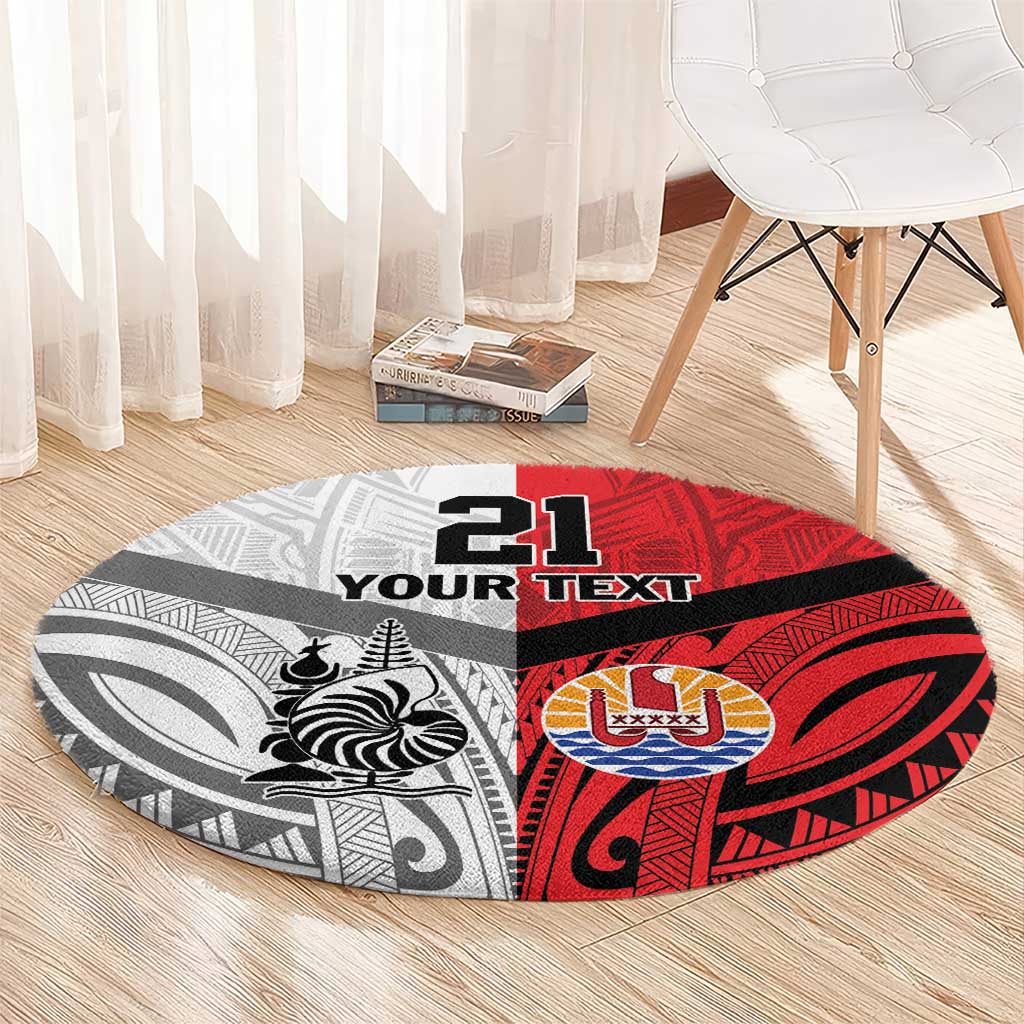 New Caledonia-Tahiti Football Custom Round Carpet Together Go Champions LT9 - Polynesian Pride