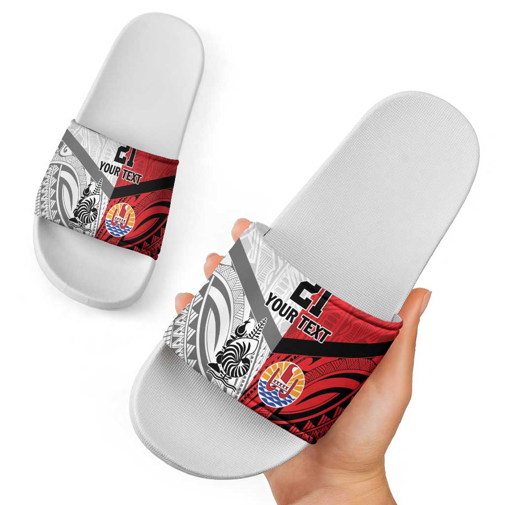 New Caledonia-Tahiti Football Custom Slide Sandals Together Go Champions - Polynesian Pride