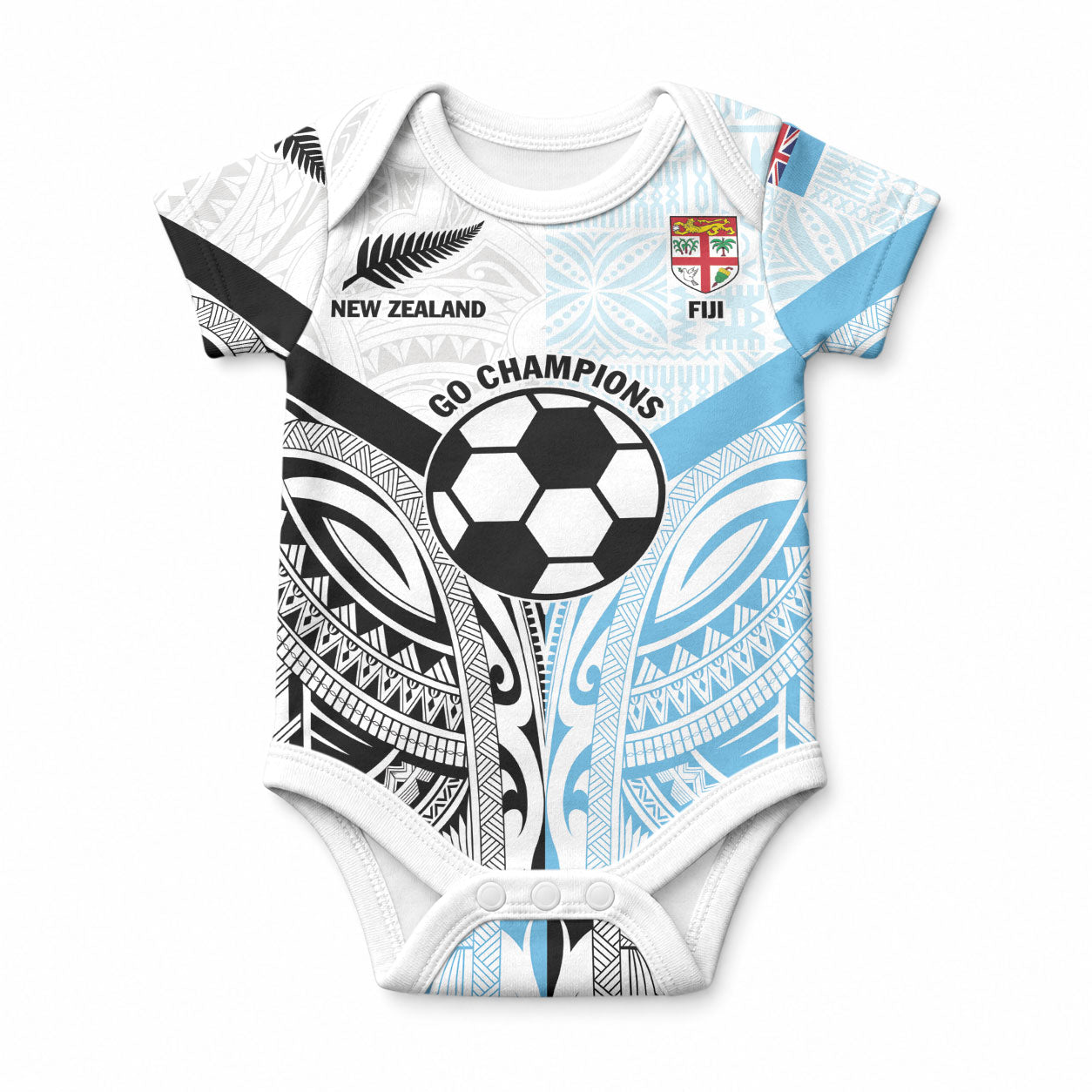 New Zealand-Fiji Football Custom Baby Onesie Together Go Champions LT9 Art - Polynesian Pride