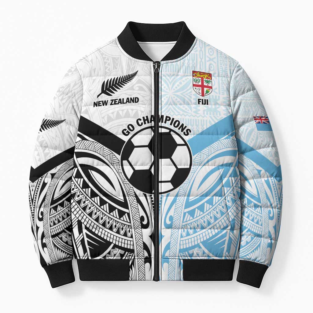 New Zealand-Fiji Football Custom Bomber Puffer Jacket Together Go Champions - Polynesian Pride