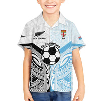 New Zealand-Fiji Football Custom Family Matching Short Sleeve Bodycon Dress and Hawaiian Shirt Together Go Champions