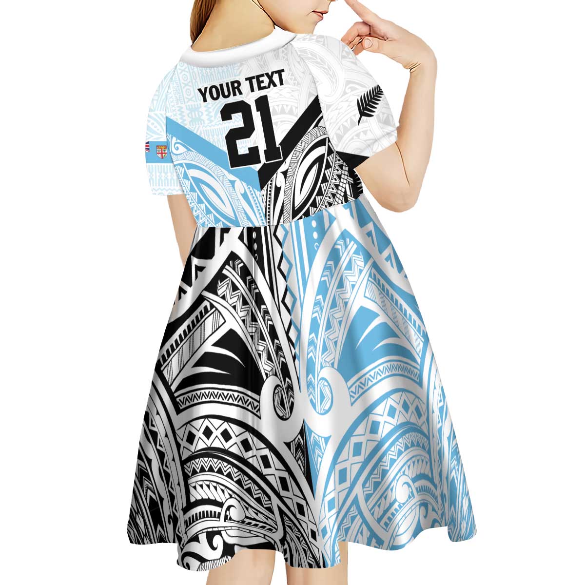 New Zealand-Fiji Football Custom Kid Short Sleeve Dress Together Go Champions LT9 - Polynesian Pride