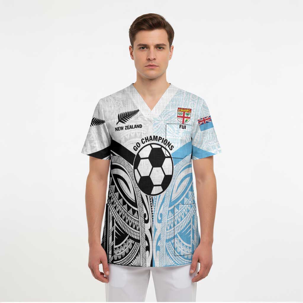 New Zealand-Fiji Football Custom Scrub Top Together Go Champions - Polynesian Pride