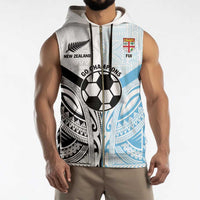New Zealand-Fiji Football Custom Sleeveless Zip Hoodie Together Go Champions - Polynesian Pride