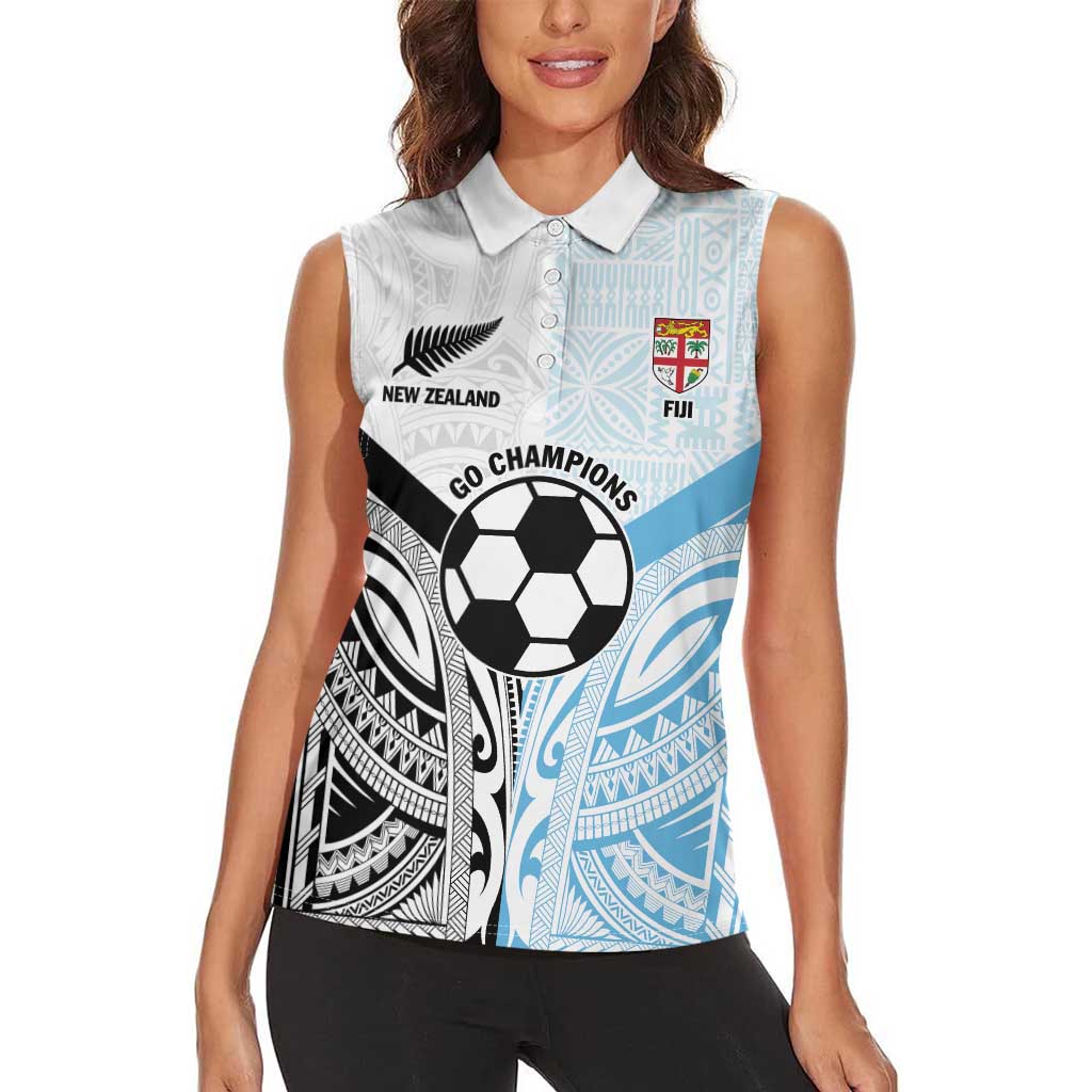 New Zealand-Fiji Football Custom Women Sleeveless Polo Shirt Together Go Champions LT9 - Polynesian Pride