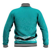 New Zealand Nurses Week Baseball Jacket Maori Kowhaiwhai Cyan Tribal
