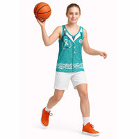 New Zealand Nurses Week Basketball Jersey Maori Kowhaiwhai Cyan Tribal