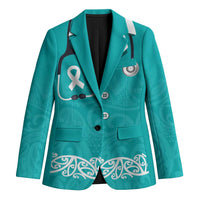 New Zealand Nurses Week Blazer Maori Kowhaiwhai Cyan Tribal