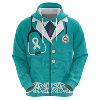 New Zealand Nurses Week Hoodie Maori Kowhaiwhai Cyan Tribal