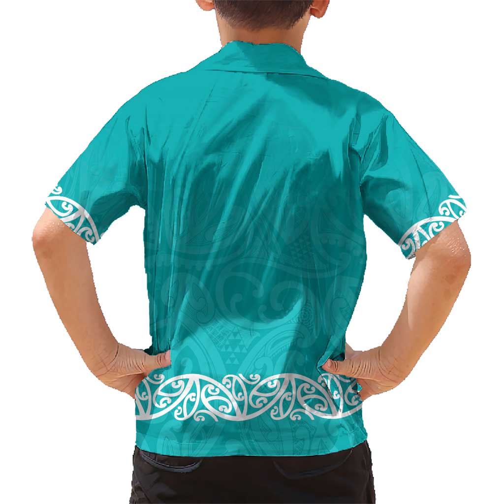 New Zealand Nurses Week Kid Hawaiian Shirt Maori Kowhaiwhai Cyan Tribal LT9 - Polynesian Pride