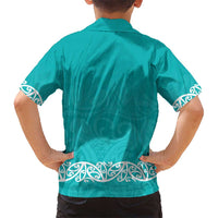 New Zealand Nurses Week Kid Hawaiian Shirt Maori Kowhaiwhai Cyan Tribal LT9 - Polynesian Pride