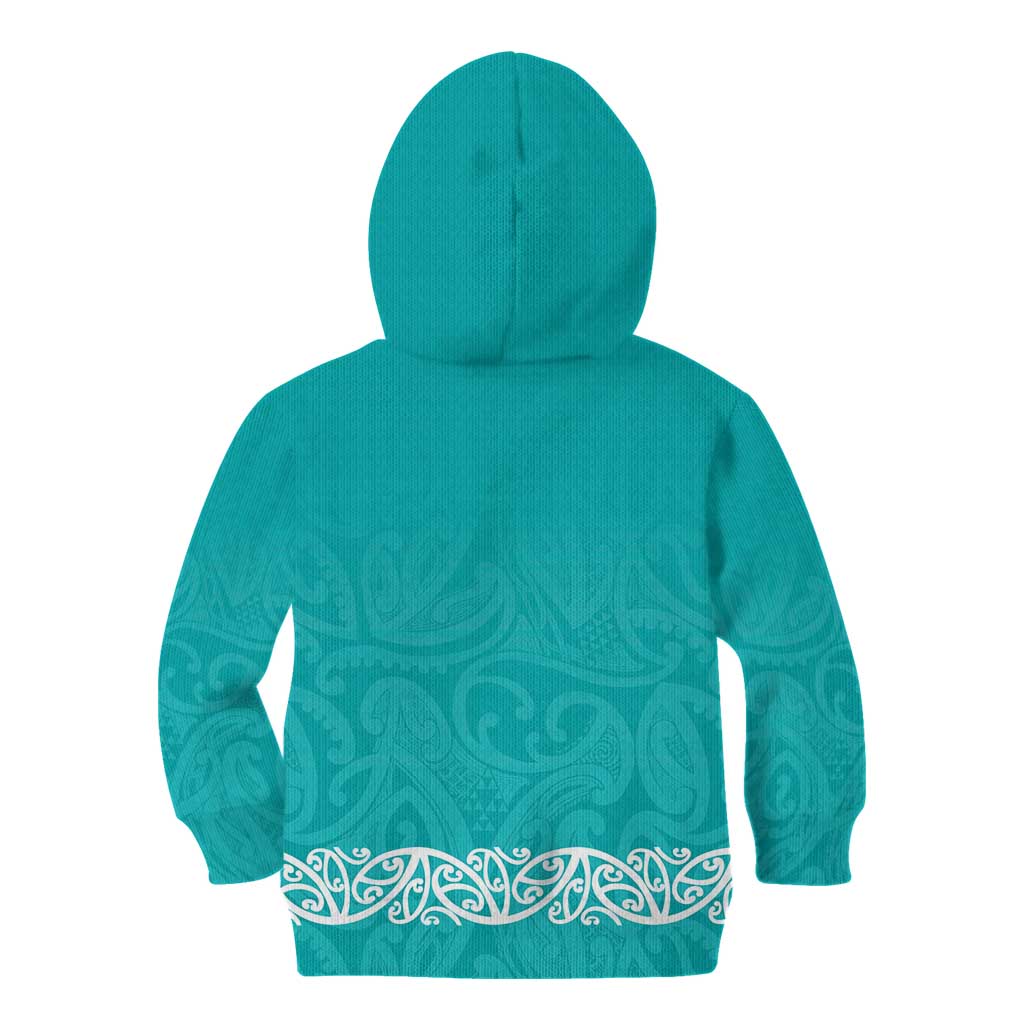 New Zealand Nurses Week Kid Hoodie Maori Kowhaiwhai Cyan Tribal LT9 - Polynesian Pride