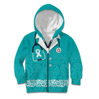 New Zealand Nurses Week Kid Hoodie Maori Kowhaiwhai Cyan Tribal LT9 Zip Hoodie Cyan - Polynesian Pride