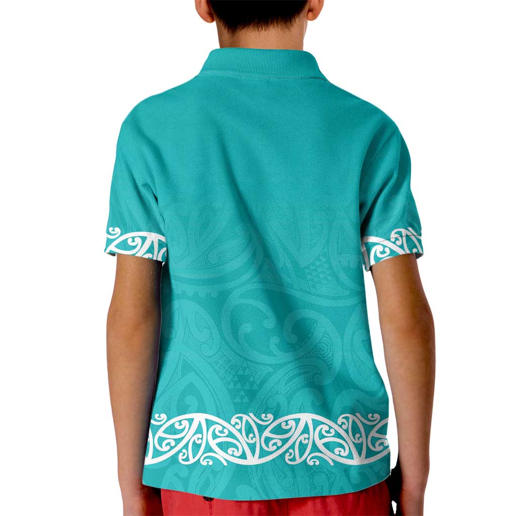 New Zealand Nurses Week Kid Polo Shirt Maori Kowhaiwhai Cyan Tribal LT9 - Polynesian Pride