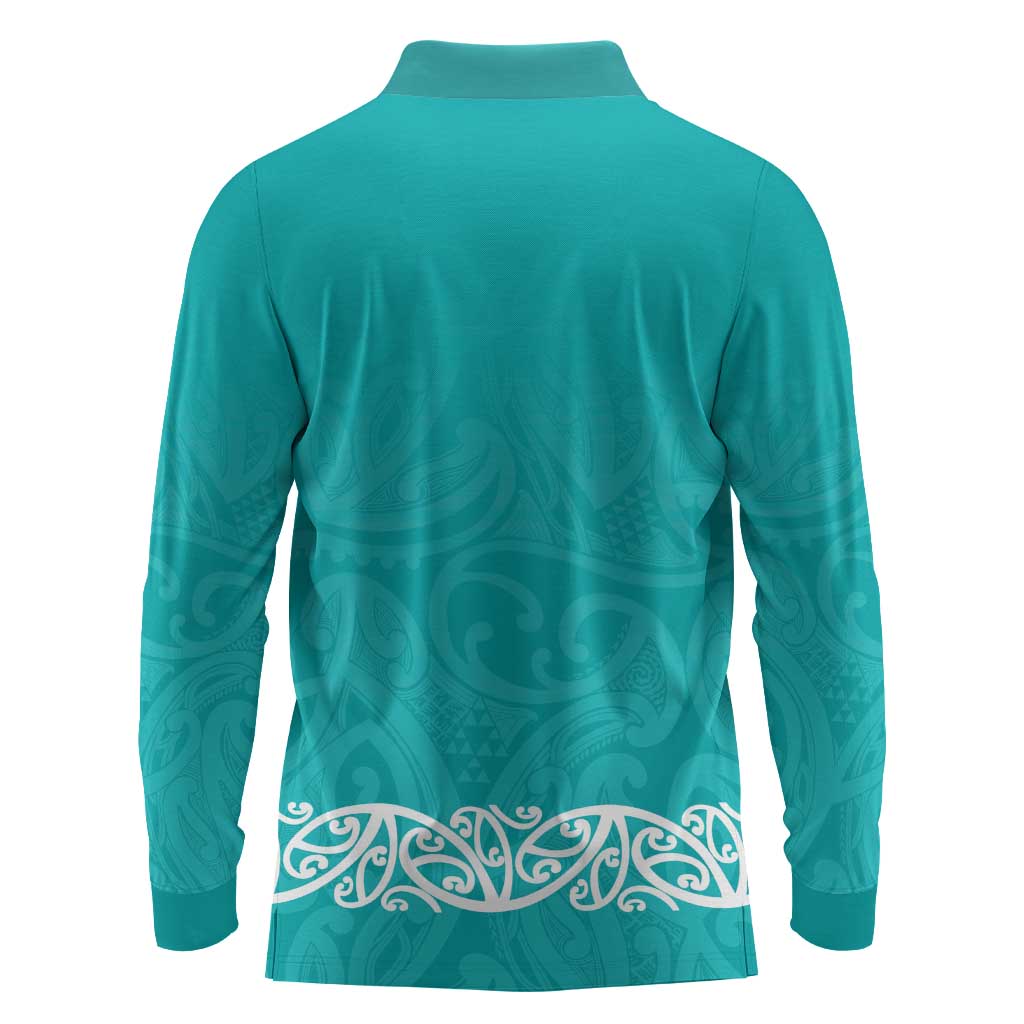 New Zealand Nurses Week Long Sleeve Polo Shirt Maori Kowhaiwhai Cyan Tribal LT9 - Polynesian Pride